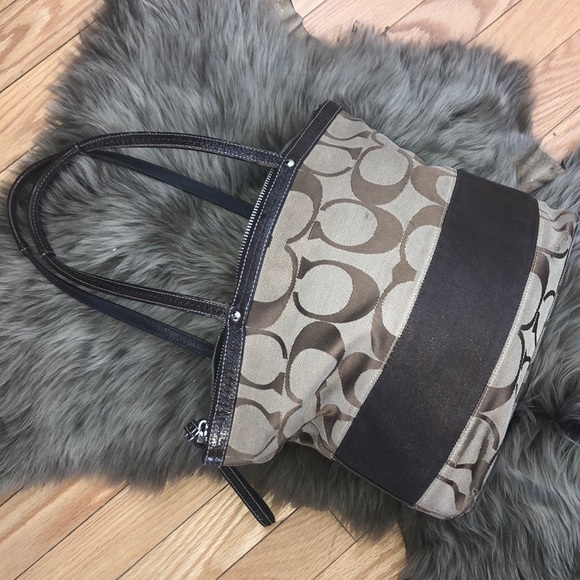 ✨AUTHENTIC COACH BROWN & TAN F13548 TOTE BAG  * - Picture 5 of 8